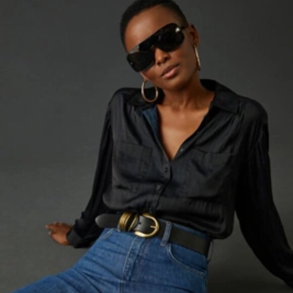 EUC Anthropologie Relaxed button down top Large - Picture 1 of 1